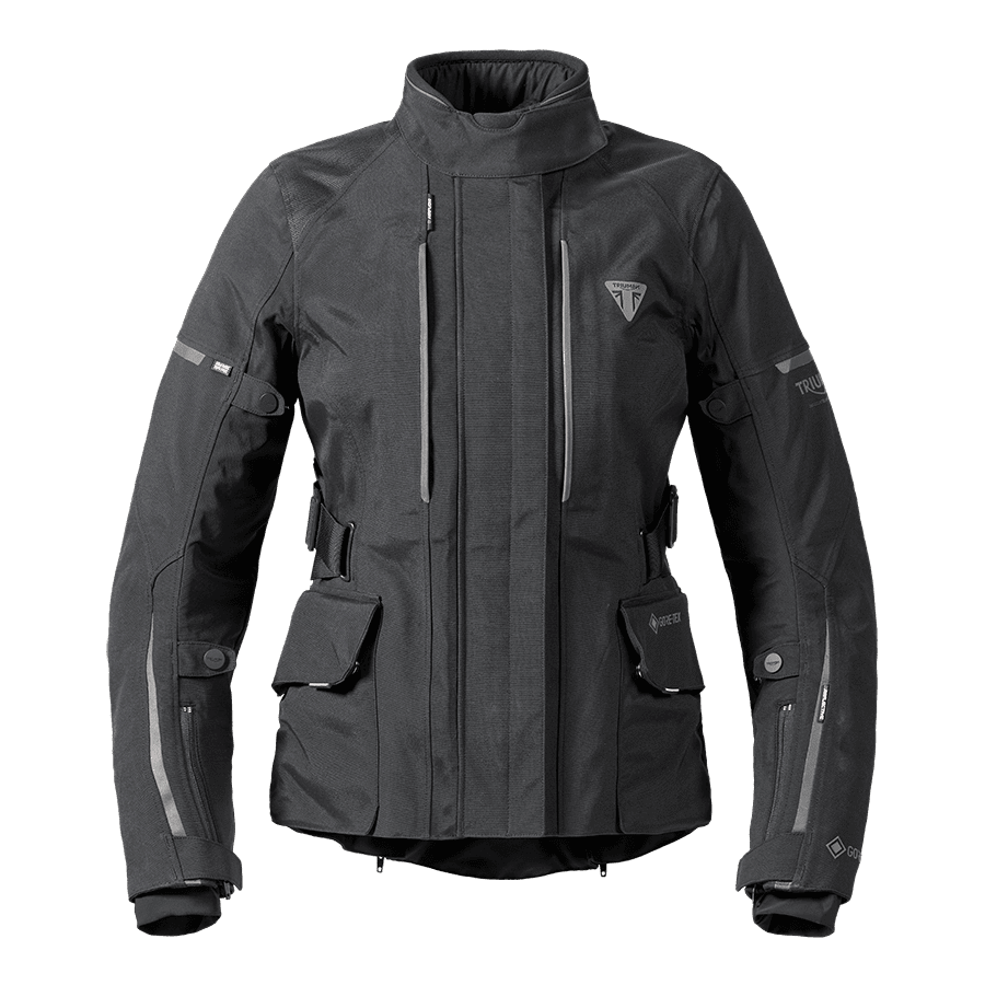 Triumph Motorcycle Adventure Clothing Lynwood GTX Jacket Black Front Flat Shot